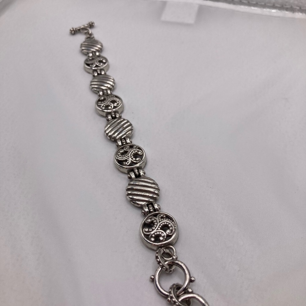 Brighton Large Round Disc Link Silver Plate Bracelet